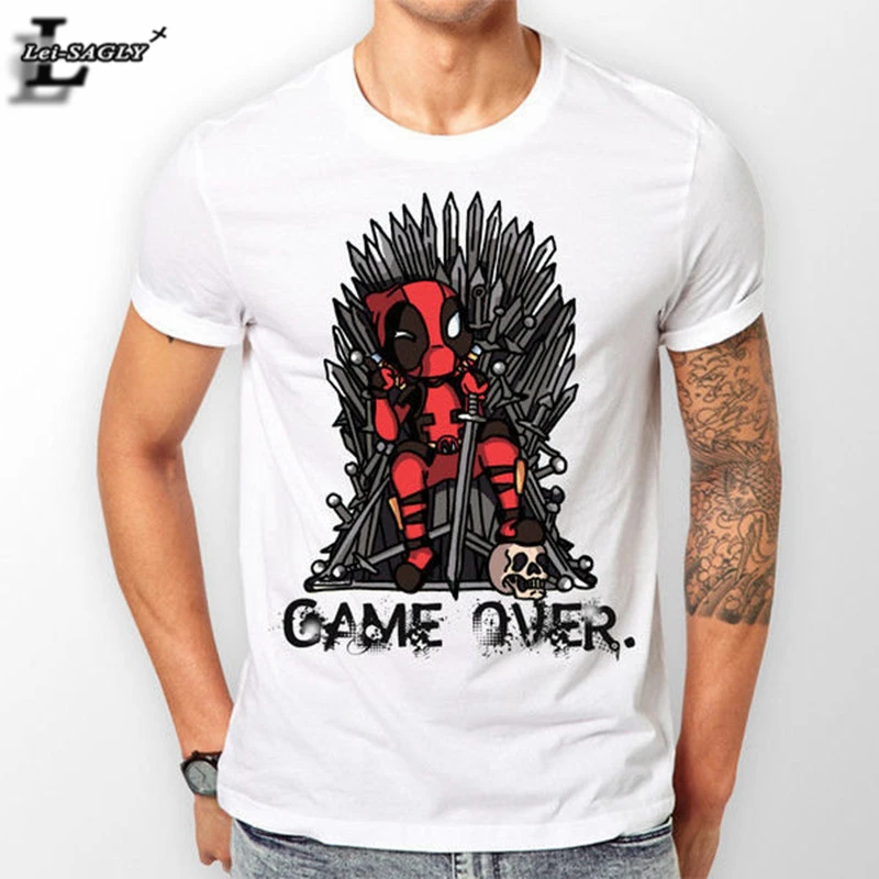 New 2018 &quot;GAME OVER&quot; Deadpool Printed T Shirt Anime Casual
