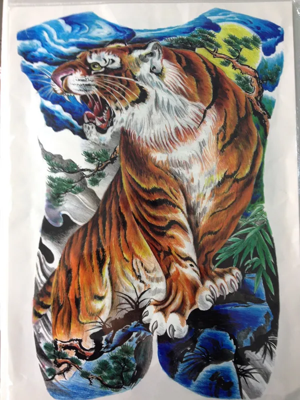 

HOT SALE Ferocious Tiger Temporary Body Tattoo Art Stickers Big tattoo