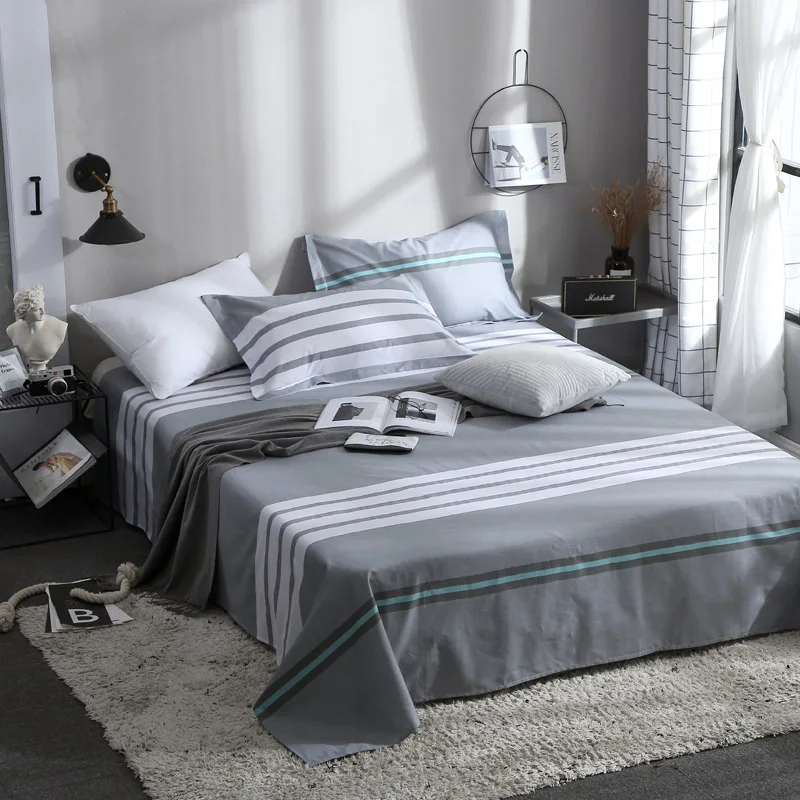 

Bed Sheet 100% Cotton Mattress Protector Cover Flat Sheet 3 Piece Soft Bedspread Twin Full Queen King Size