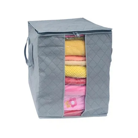 Quality Non Woven Clothes Quilt Storage Bag Zipper Portable Clothing Box Closet Underbed Beddings Pouch Organizer Pack Bags#B30 - Цвет: gray