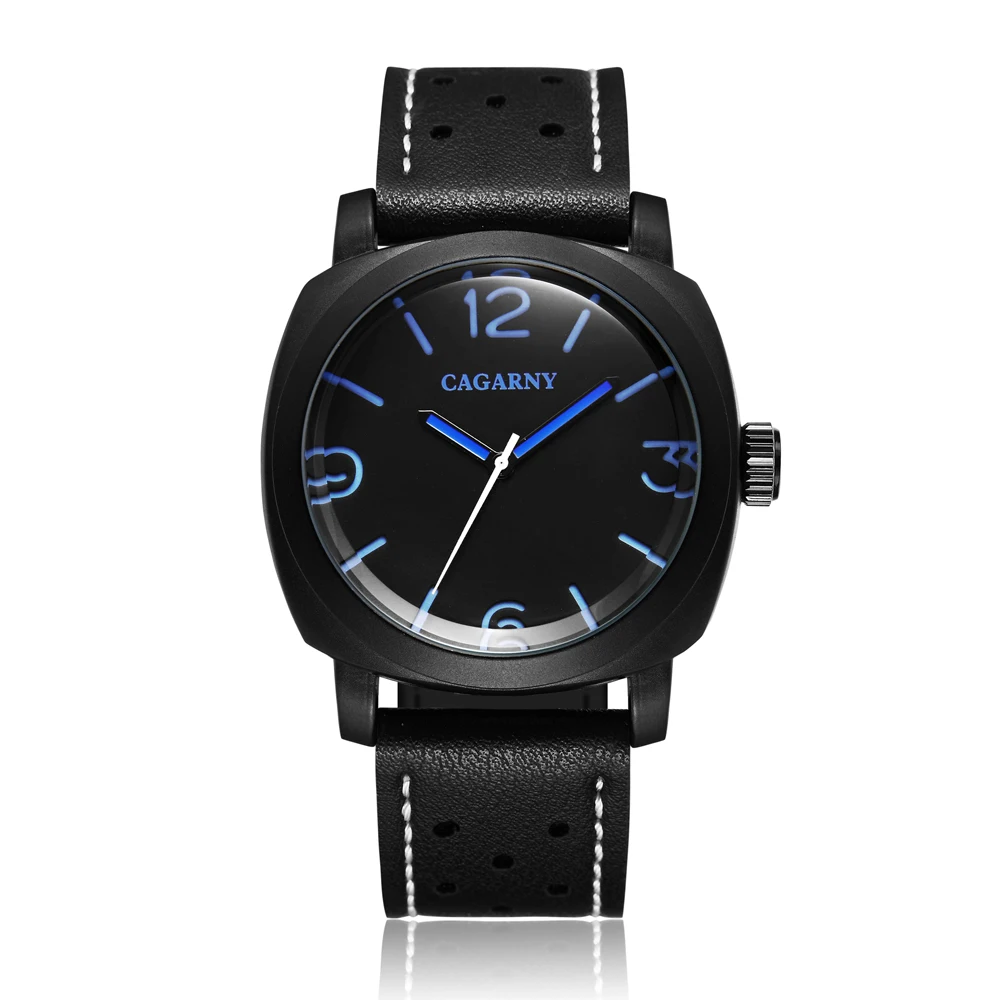 NEW Top Luxury Band Cagarny Mens Watches Sport Quartz Watch Men Leather Strap Clock Male Military Wristwatch relogio masculino wholesale(9)