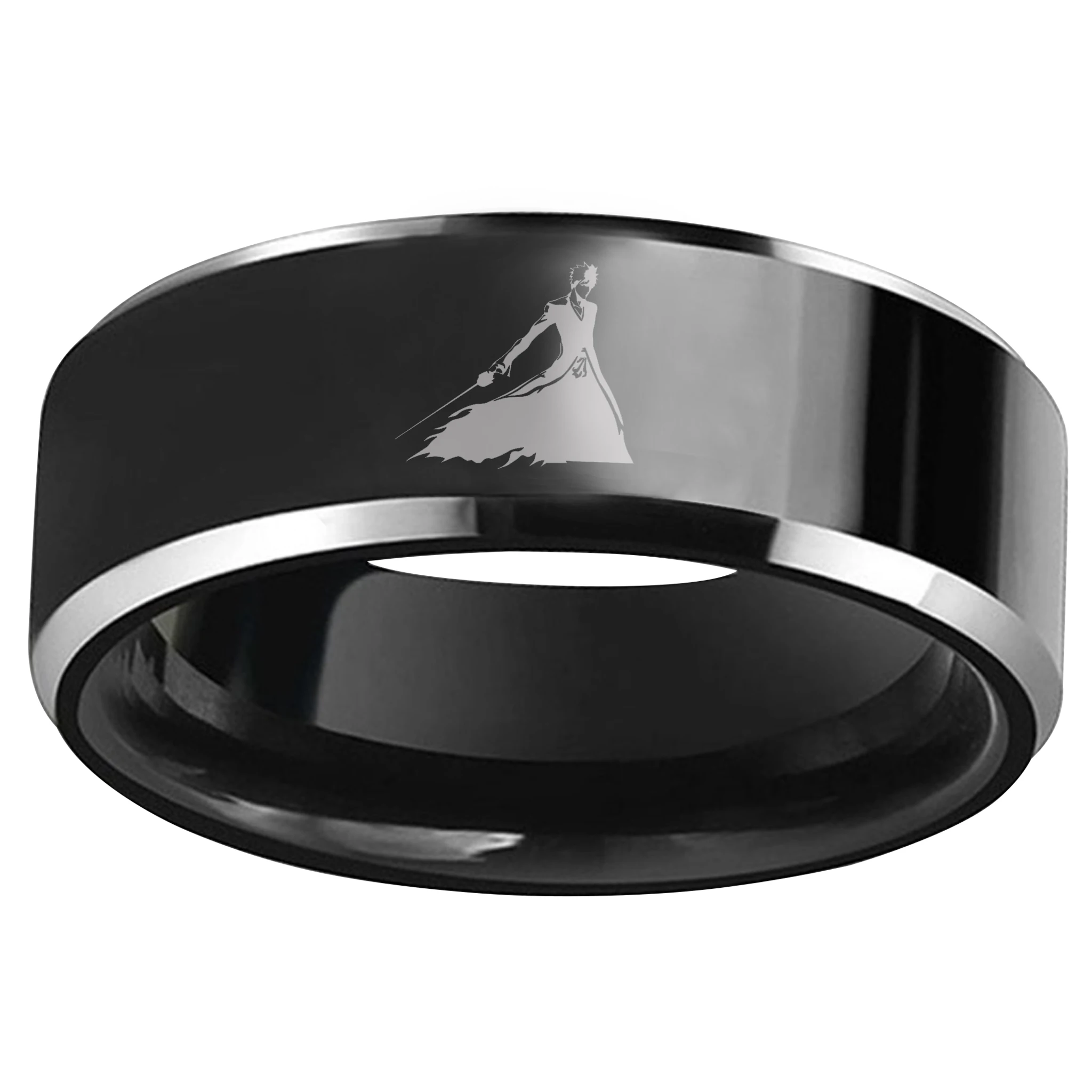 Bleach Ichigo Ban Kai 8mm Black Carbon Fibre Tungsten Rings For Men Jewelry | Украшения и аксессуары