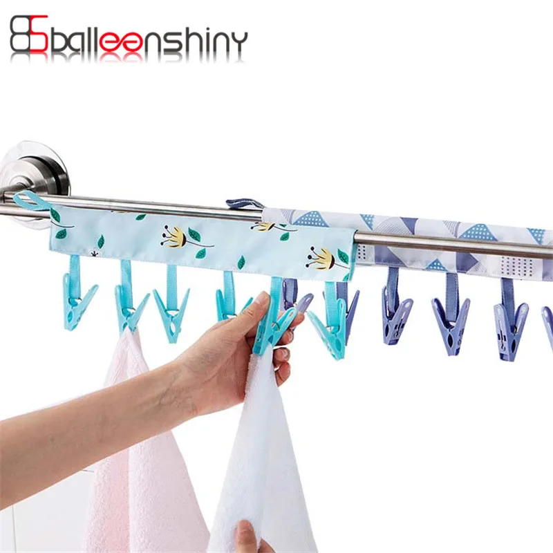 

BalleenShiny Multifunction Socks Drying Storage Racks organizer Bathroom Traveling Clothespin Travel Folding Cloth Hanger Clips