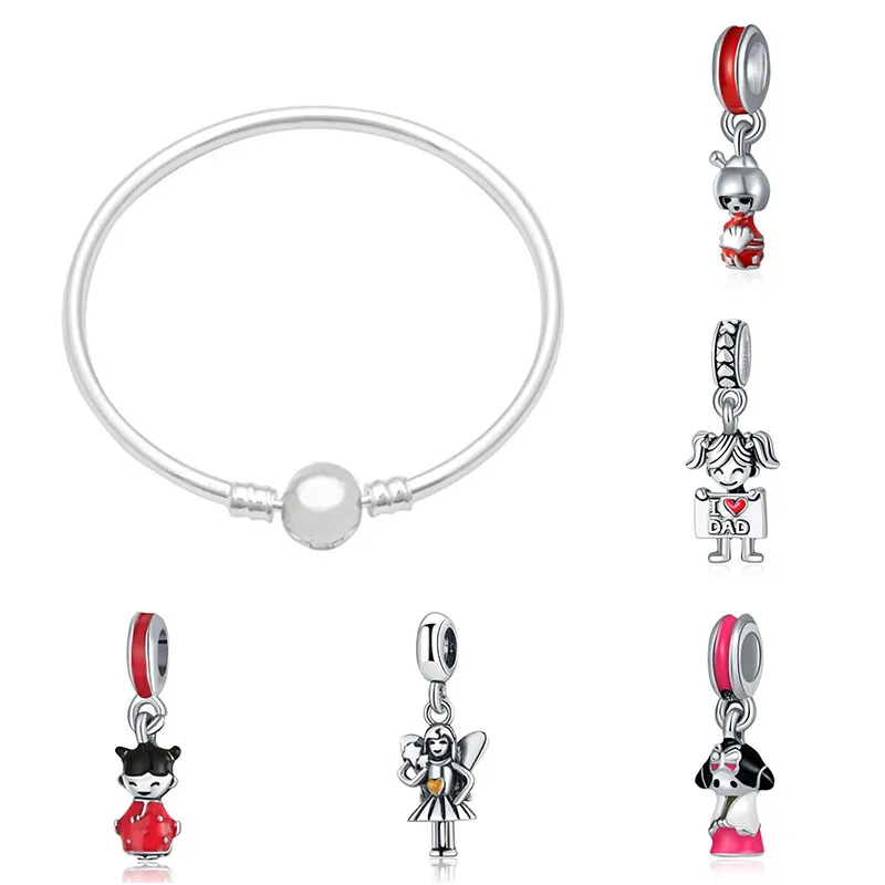 

Fit Pandora Charms Silver 925 Original Bracelet Jewelry Valentine's Day Mary Poppins Bijoux Boucle D'oreille Femme Beads