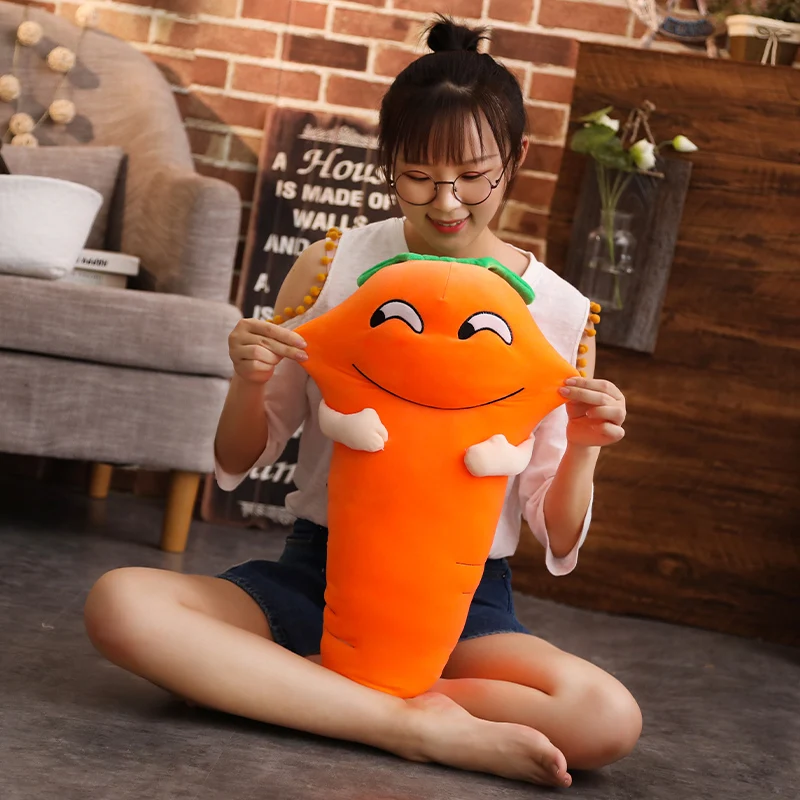Плюшевая морковка Kawaii оранжевая Подушка мягкая морковь мультфильм