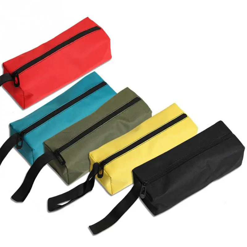 

Oxford Canvas Waterproof Lining Leather Storage Hand Tool Bag Screws Nails Drill Bit Metal Parts Organizer Bag with Zipper