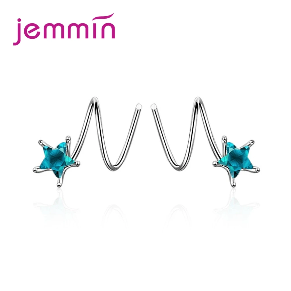 

JEMMIN Unique Design Rotate Earrings Korean Style Austrian Crystal Shiny Anel Mujer Trendy Gift 925 Sterling Silver Women Jewelr