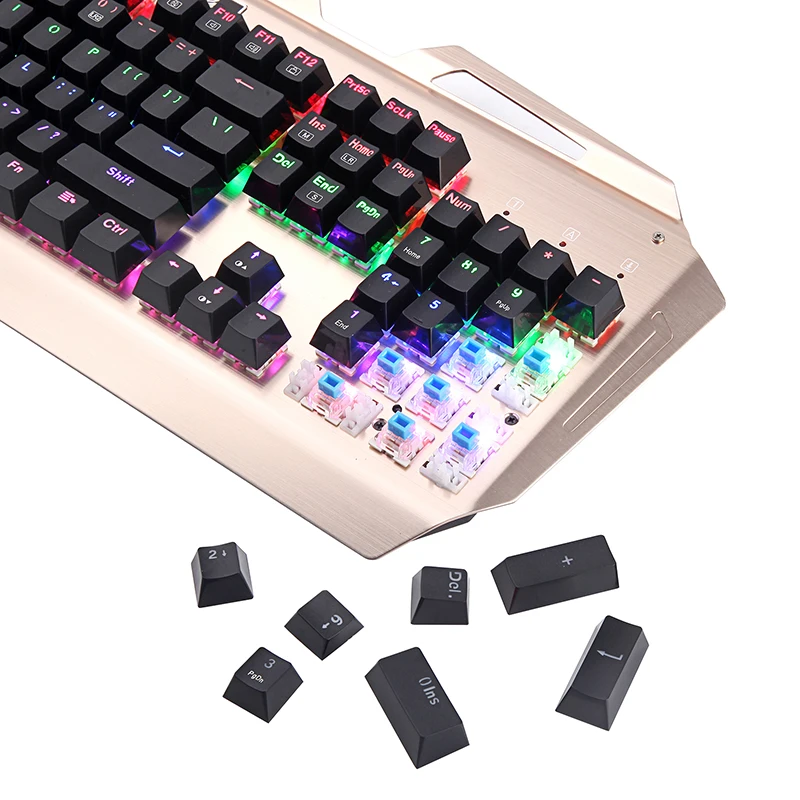 Mechanical Gaming Keyboard Rainbow LED Backlit Ergonomic Anti-Ghosting 104 Keys Wired Gamer Keyboard with Blue Switches X7000