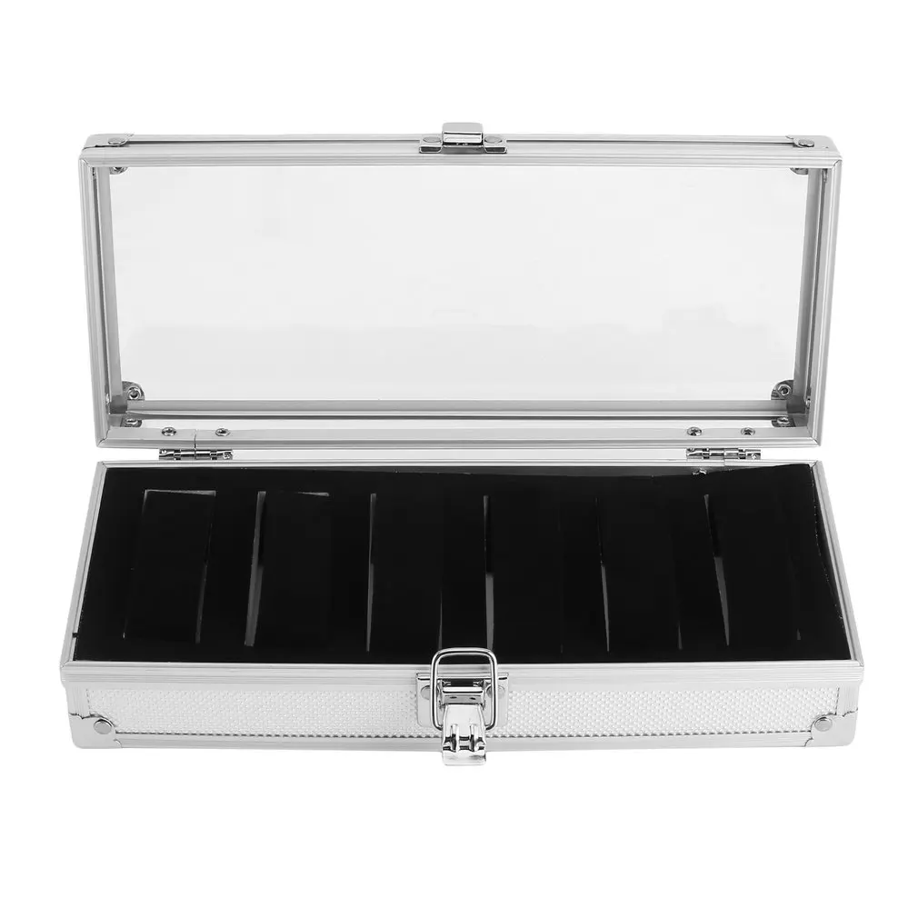 

6 Grid Insert Slots Aluminium Watch Box Jewelry Watch Bracelet Display Storage Box Saat Kutusu