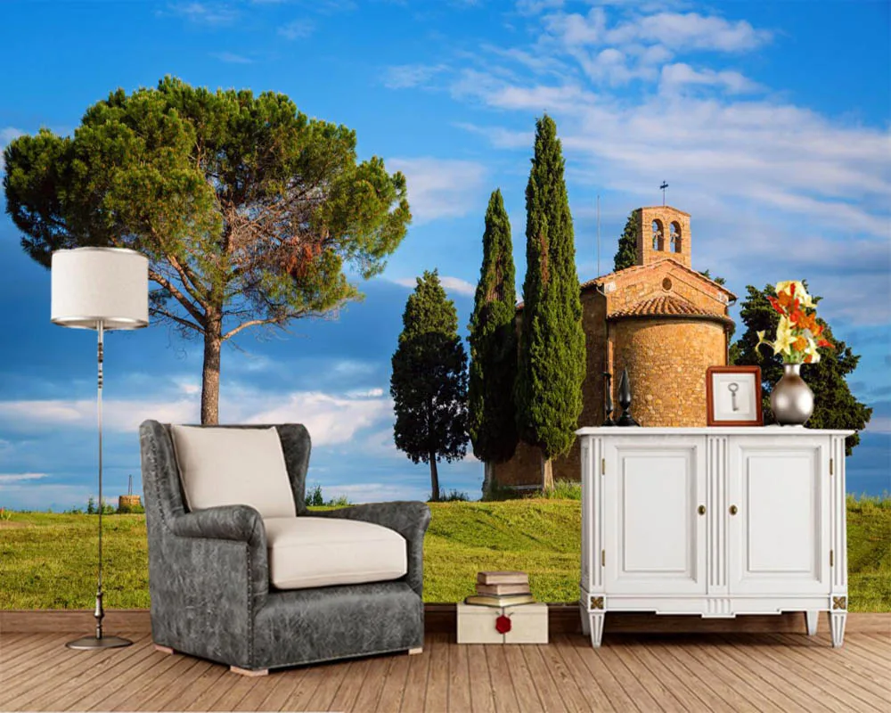 

Papel de pared Italy Temples Trees Nature photo wallpaper,living room sofa TV wall bedroom kitchen wall papers home decor mural