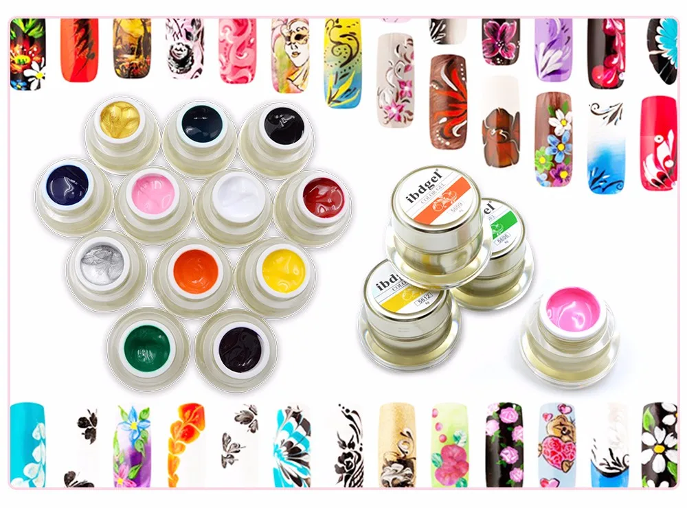 Conjunto de Marcas Unhas de Gel Tinta de Cura Cor de Pintura de Arte Pintura Ibdgel Soak Off Polonês Faça Você Mesmo Desenho uv Led Unha Projeto 3 Pcs Gel 5 3 Pcs Conjunto de Marcas Pintura ibdgel
