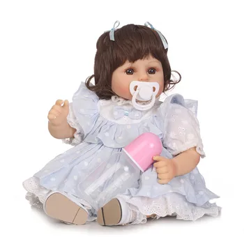 

19"Reborn Babies Silicone Dolls curly hair play house toy realistic high quality girl doll kids Xmas birthday brinquedos