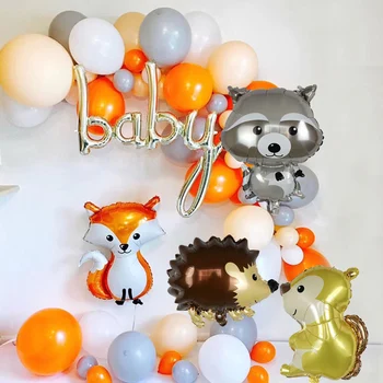 

1set Animal Balloons Raccoon Fox Squirrel Hedgehog Foil Balloon 1St Birthday Jungle Party Decor Boy Girl Kids Baby Shower Toy
