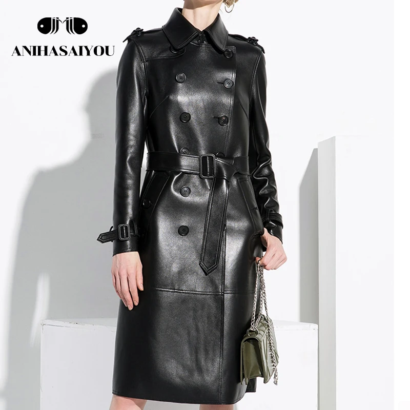 

Anihasaiyou fashion genuine leather jacket women Spring jacket long womens sheepskin coat waist leather jacket women 1831-800