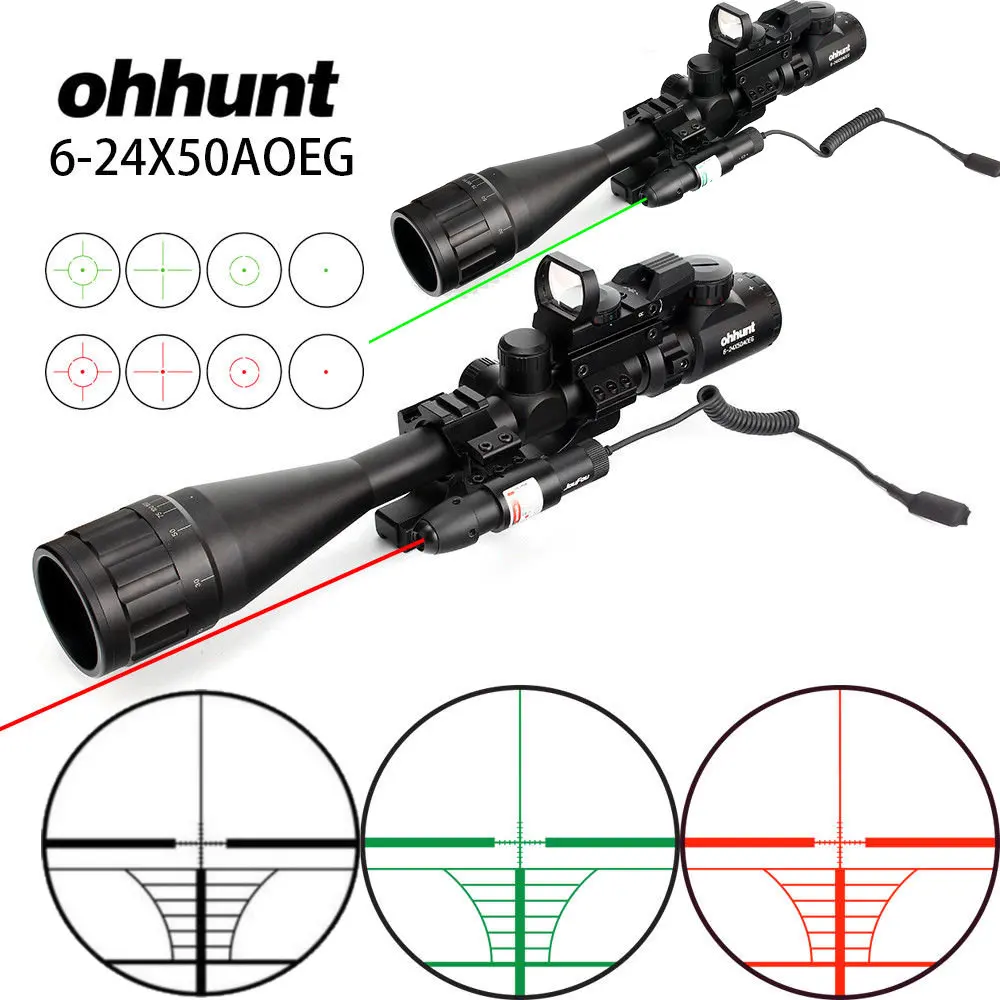 Ohhunt 6 24x50 AOEG охотничий дальномер Сетка прицел с голографической 4 сеткой Красный