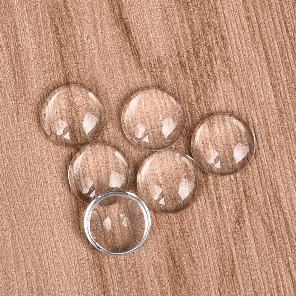 12mm Round Cabochons Transparent Glass Clear Flat Back (4)
