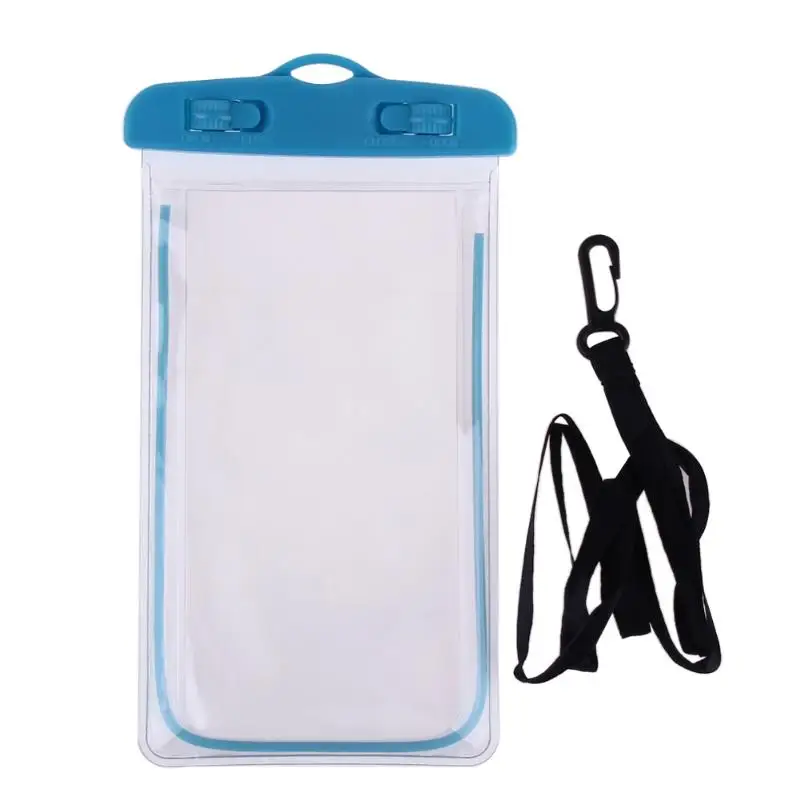 Сумки для плавания водонепроницаемый мешок с светящийся подводный чехол для телефона для iphone 6 6s 7 Универсальные Все модели 3,5 дюймов-6 дюймов - Цвет: Синий цвет