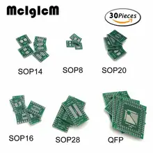 MCIGICM 30PCS PCB Board Kit SMD Turn To DIP Adapter Converter Plate FQFP 32 44 64 80 100 HTQFP QFN48 SOP SSOP TSSOP 8 16 24 28