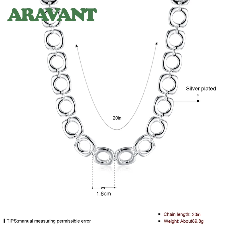 925 серебряные ювелирные изделия унисекс ожерелье полное ожерелье с квадратами для женщин и мужчин звено цепи модное классическое ожерелье s ювелирные изделия
