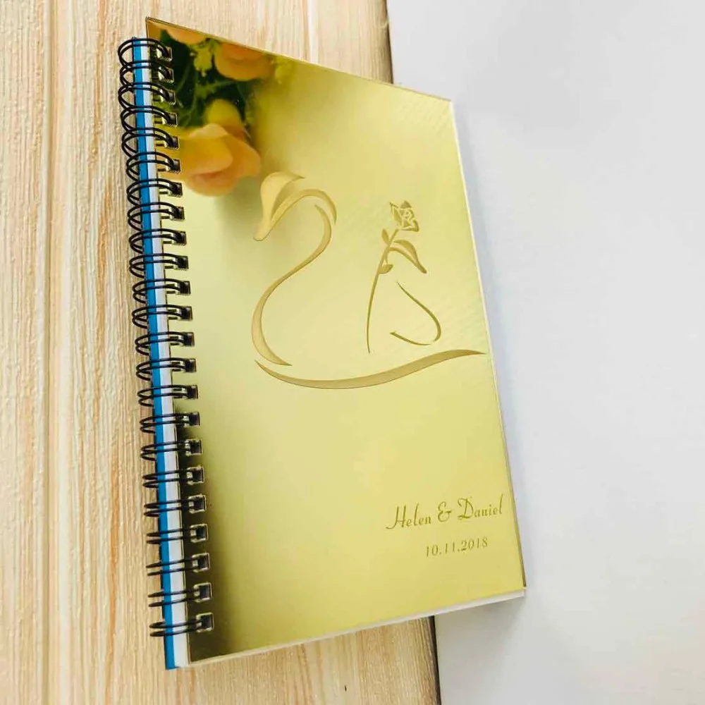 Customized Guest Book with Personalized Mirrored Cover Empty White Pages Wedding Checkin Signature Book Custom Gifts Pary Decor (4)