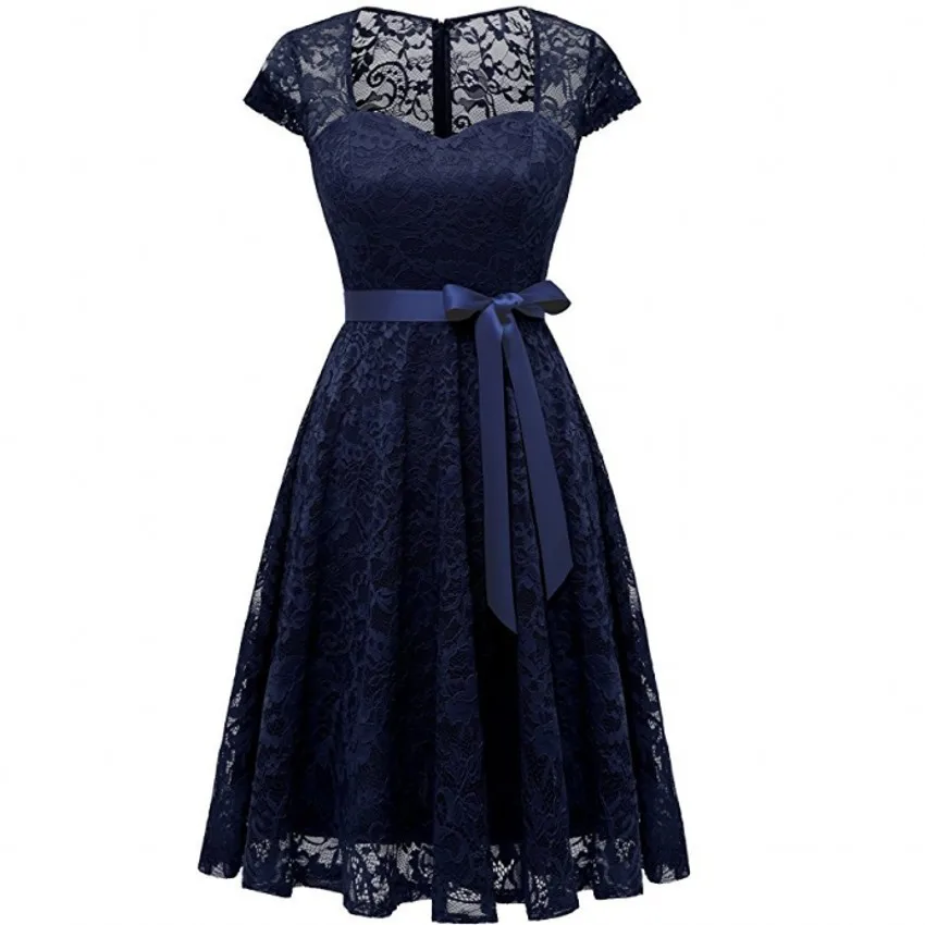 Aovica Robe Femme Embroidery Vintage Lace Dress Women Dresses short Sleeve Casual Evening Party A Line Plus size Dress Vestidos