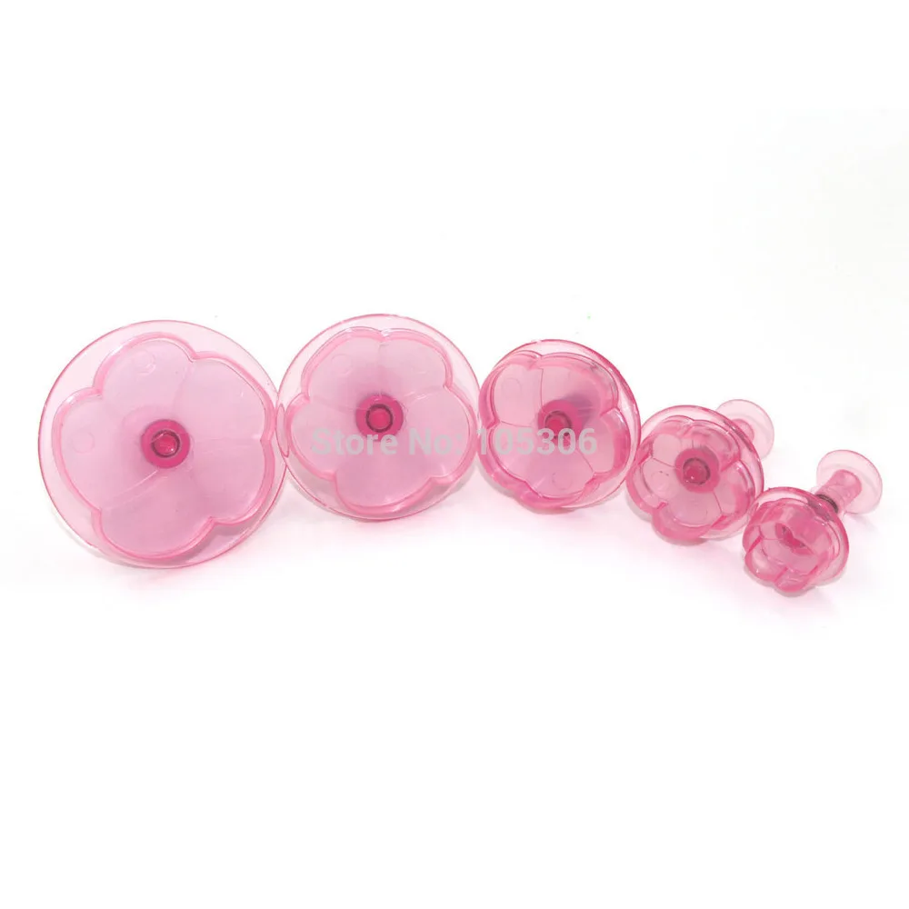 

Baking Cake Tools Fondant Decor 5PCS Prime Plastic Flower Plunger Cutter For Cakes Decorating Cookie Cutter Set Color Pink