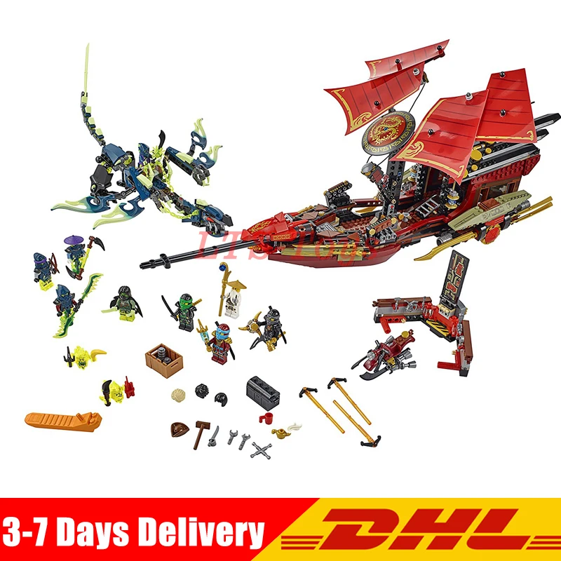 

Lepin 06020 Ninja Final Flight of Destiny's Bounty Model Building Kits Blocks Ninja Toy Biricks Compatible with Legoinglys 10402