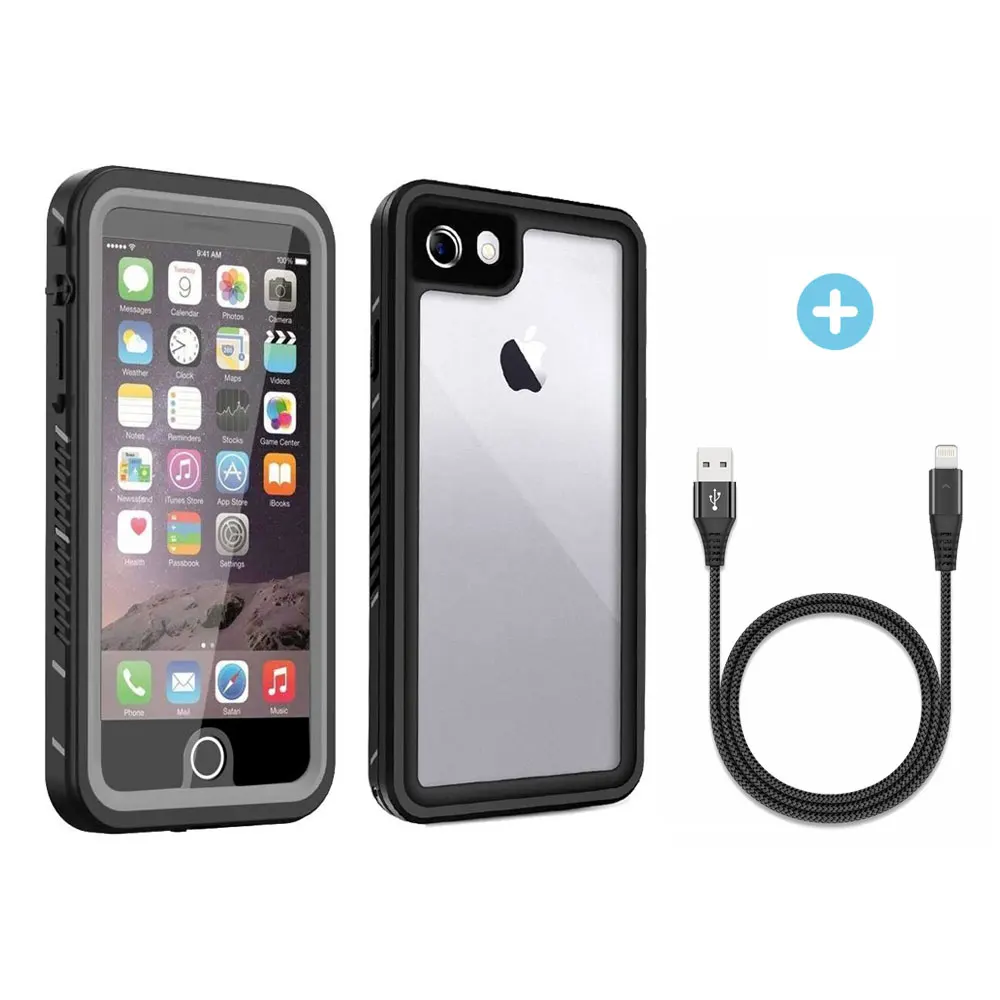 Waterproof Case for iPhone 7 8 IP68 Underwater Full Body Clear Protective Cover with Military Tested