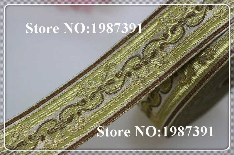 5 ярдов/партия тканая жаккардовая лента 3 см золотой узор LS 5449|jacquard ribbon|woven jacquard