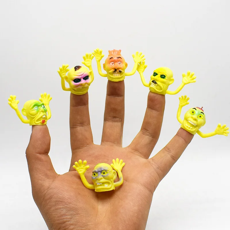 

6Pcs/set Cool Ghost Finger Puppet Halloween Monster Puppet Play Educational Doll Hand PVC Toy Children Finger Puppets Kid's Gift