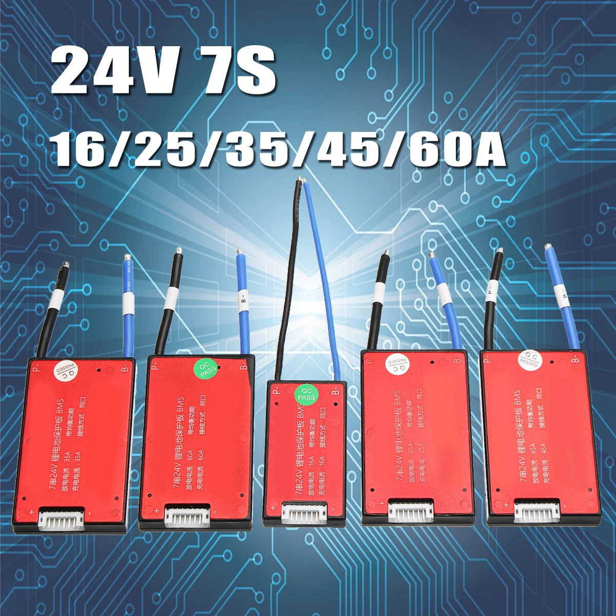 Acheter 24 v 7 s 16 25 35 45 60A BMS PCB PCM Protection Conseil Pour Électrique vélo Électrique Vélo Pour 7 Chaîne 3.7 v Au Lithium Ion Batterie