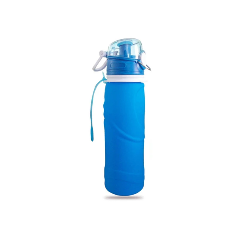 750 мл Складная Силиконовая бутылка для воды складной сосуд высокой емкости усадка Спорт на открытом воздухе Кемпинг путешествия бег бутылка - Цвет: blue