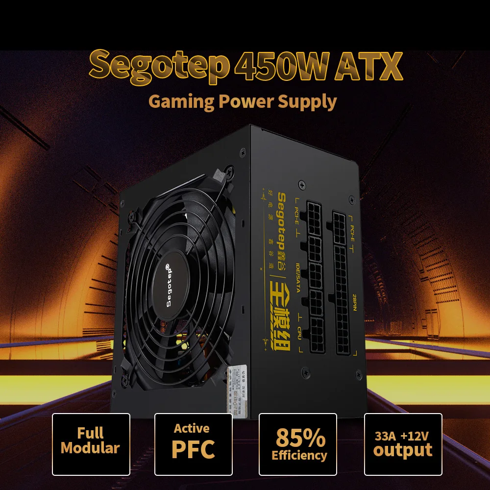 

450W Full Modular Active PFC ATX Gaming Power Supply with Low Noise 120mm Fan for desktop computer pc case gamer