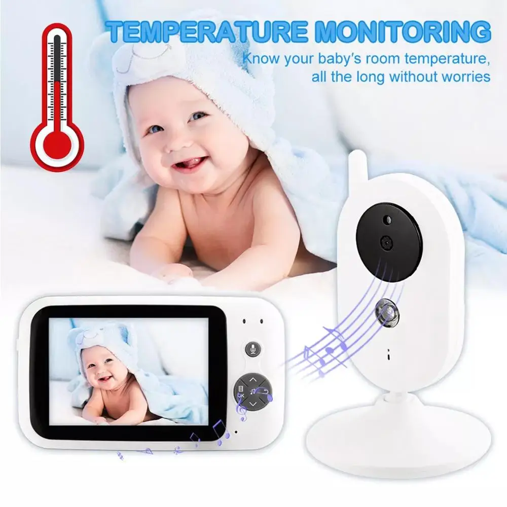 3," ЖК-экран, беспроводной видео-монитор для младенца, температура, двухсторонняя аудио-связь, инфракрасная камера ночного видения, камера видеонаблюдения