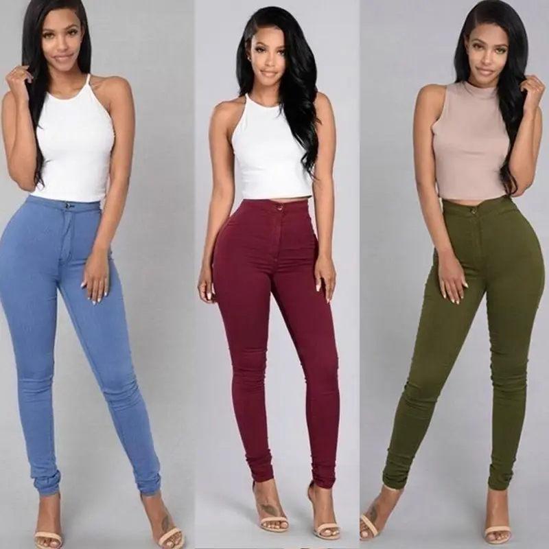 Шесть цветов, женские модные летние джинсы с высокой талией, простой дизайн, сексуальные Эластичные Обтягивающие джинсы-карандаш ярких цветов для женщин и девушек, S-3XL