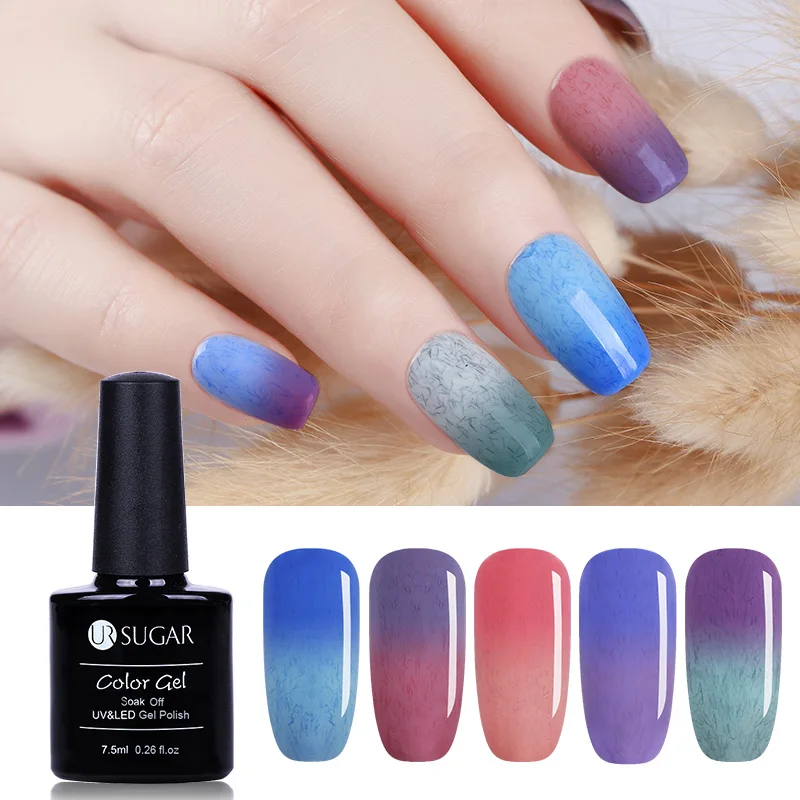 

UR SUGAR 7.5ML Thermal Faux Fur Effect Gel Nail Polish Temperature Color-changing Soak Off UV LED Long-Lasting 3D Gel Lacquer