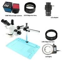 Корабль из Российской Испании 3.5X-90X Simul фокальный Тринокулярный Стерео микроскоп HDMI VGA 13MP BGA микроскоп камера ремонт мобильного телефона - Цвет: With CTV0.5 Adapter