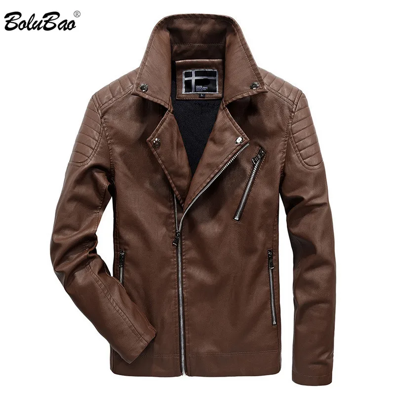 

BOLUBAO PU Men Winter Leather Jacket Motorcycle Brand Leather Jacket Mens Turndown Original Fashion Male Warm Leathers Jackets