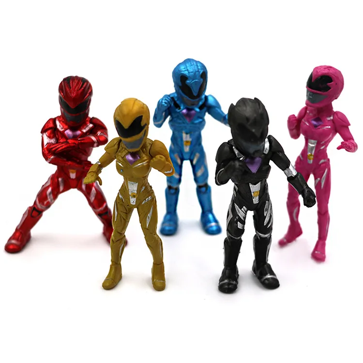 

5PCS/lot 8CM Anime Power Ranger Super Battle Mech five beasts Dinosaur team Doll miniature figurines Action Figure model