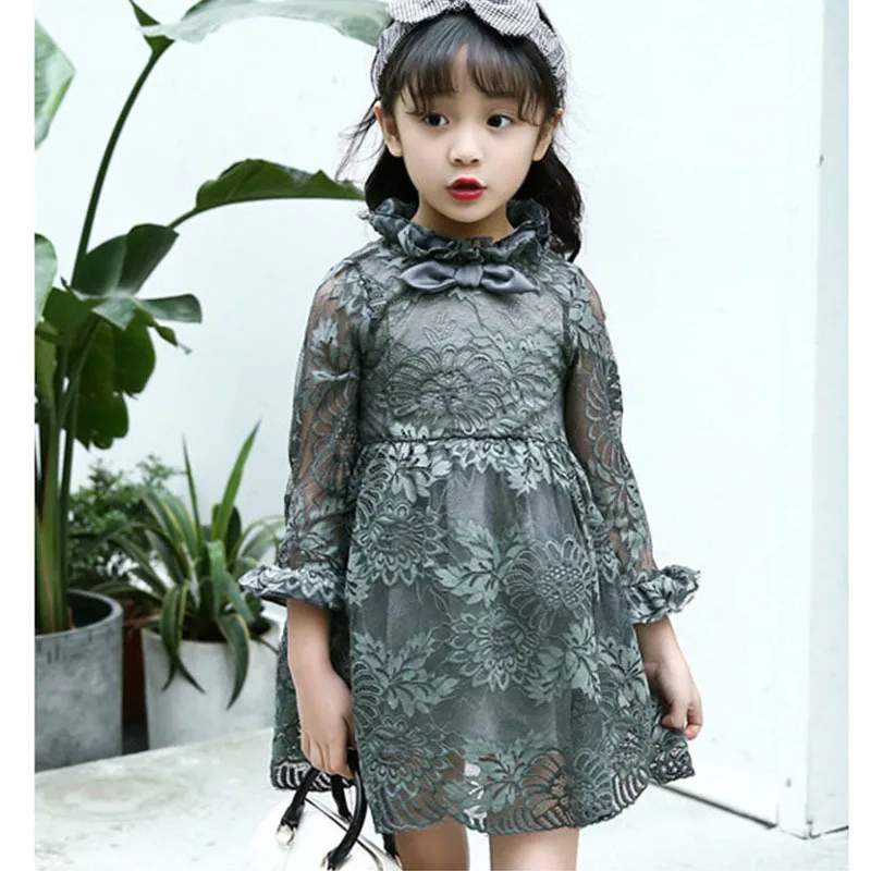 

lace floral baby dress long sleeve clothes with bow green purple party dress for toddler girl princess clothing autumn winter