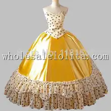 Желтый с точками в викторианском стиле бальное платье Женский Венеция Карнавальный Костюм Платье для косплея