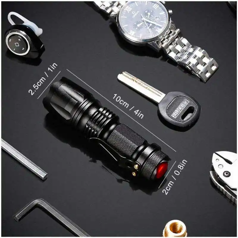 powerful led flashlight torch flashlight t6 Outdoor Flashlight Torch 3 modes Zoom Tactical 14500 Lamp laser pointer #$S10 (3)