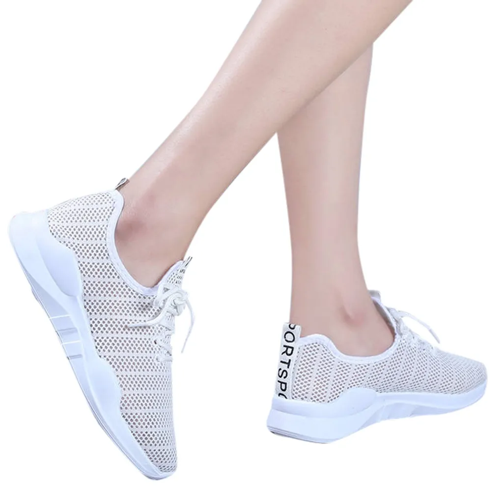 Women Shoes Lace up Running Sneakers Breathable Mesh Women Fitness Gym ...
