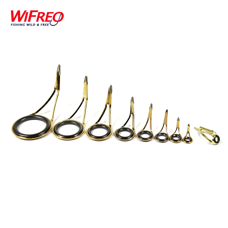 Image 1 Set 9PCS Gold Color Stainless Steel Strengthened Y Rack Fishing Rod Guide Rings Eyelet for Baitcast   Boat Rod Building Rapair