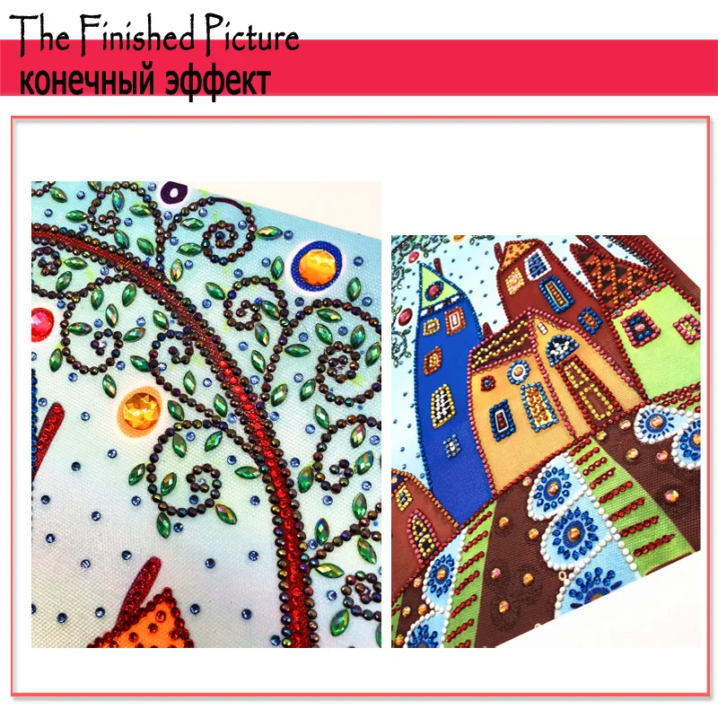 RUBOS DIY Diamond Embroidery House Abstract Art Religion Diamond Painting Mosaic Scenery 5D Big Bead Pearl 3D Crystal Glass Sale (40)