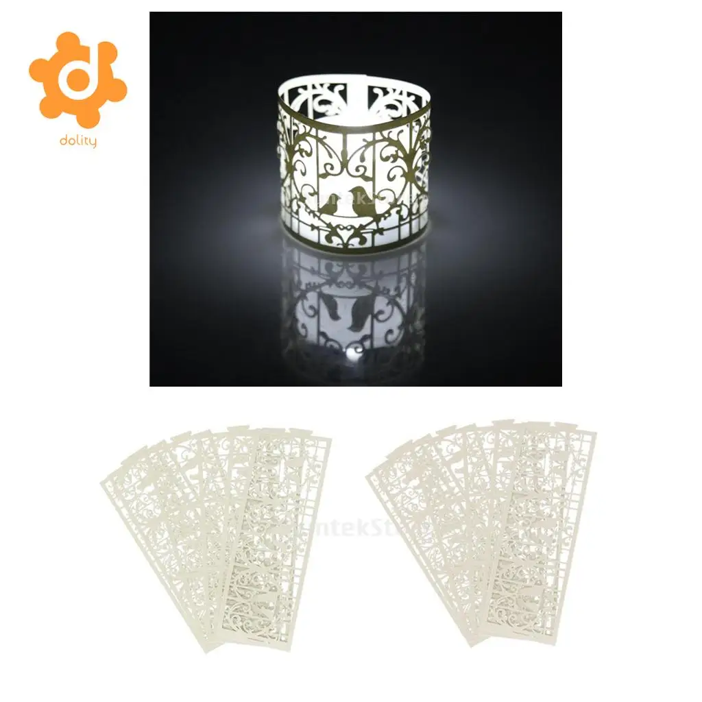 12Pcs Love Birds Heart LED Tea Light Holders Wedding Xmas Decor White+Silver