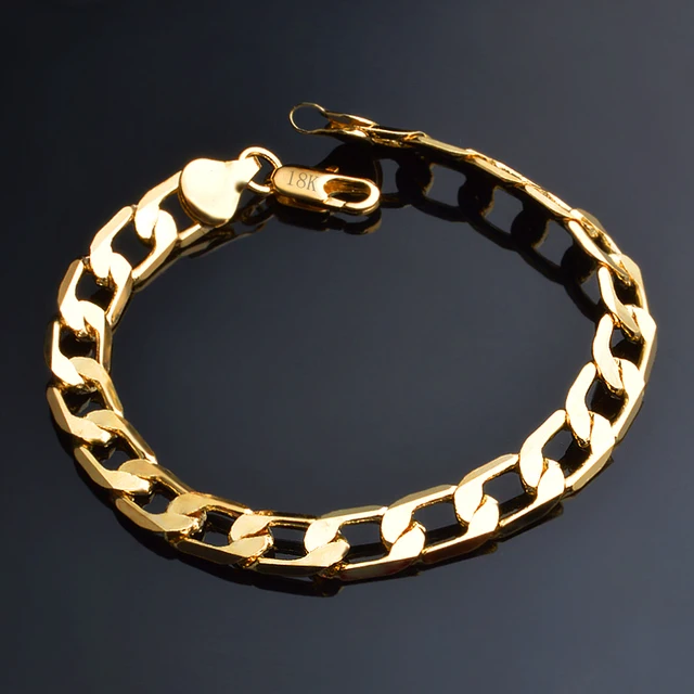 JEXXI 6/8/10/12 MM Classic Chain Bracelet Gold Color Bracelet Cool Men Gold Brac JEXXI 6/8/10/12 MM Classic Chain Bracelet Gold Color Bracelet Cool Men Gold Brac