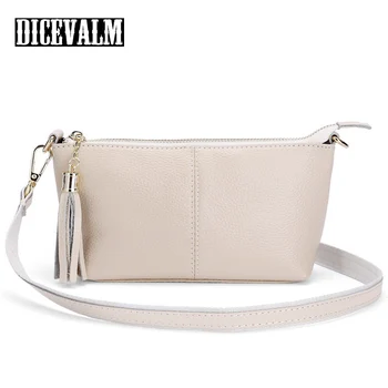 

2019 Real Genuine Leather Women Messenger Bags Shoulder Bags Ladies Tassel Flap Casual Fashion Purse Small Handbag High Quality