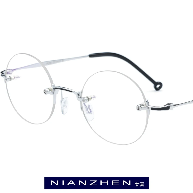 

Pure Titanium Eyeglasses Frame Women Small Vintage Round Myopia Optical Frame Rimless Eye Glasses for Men Spectacle Eyewear 9141