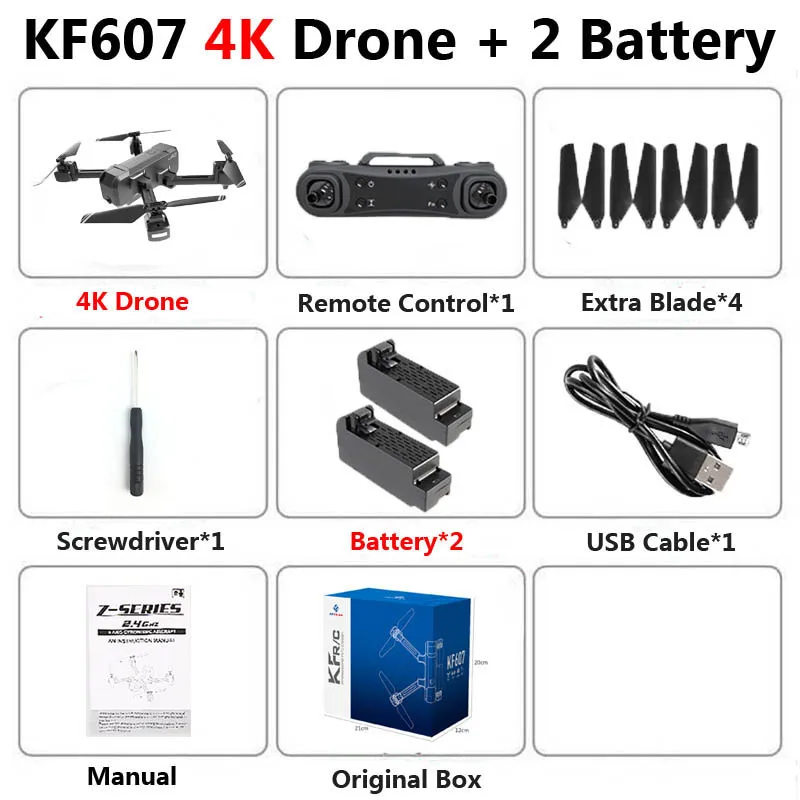 KF607 Профессиональный складной мини Дрон с двойной камерой 1080P 4K HD WiFi FPV оптический поток RC Квадрокоптер Вертолет игрушки VS SG106 - Цвет: KF607 4K 2B Box